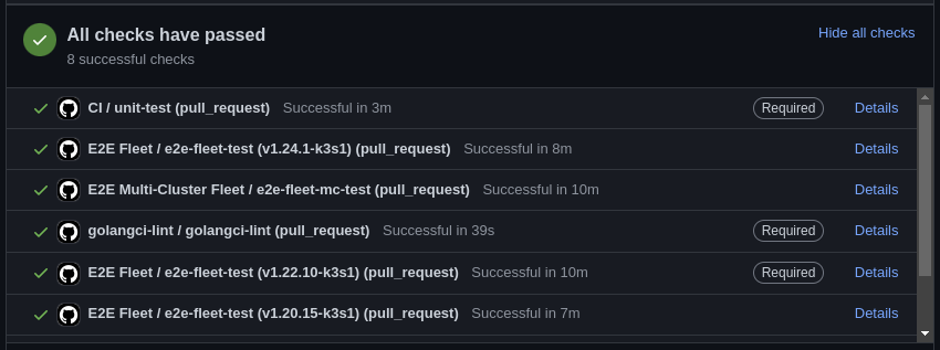 tests on a pull request
