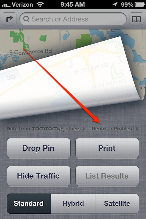 iOS 6 Maps Feedback Location